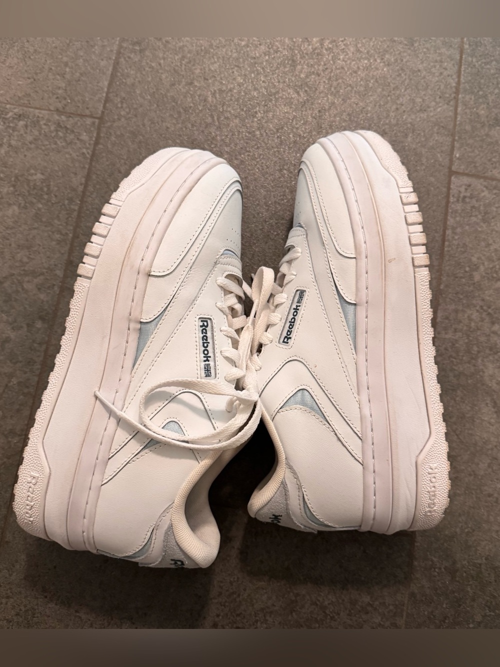 Reebok White Blue Platform Club C Sneakers
